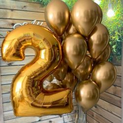 Шары с цифрами День Рождения в Золоте