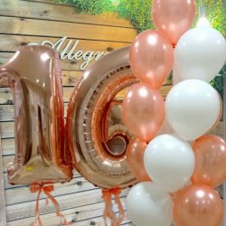 Шары с цифрами Персик +белый с цифрами