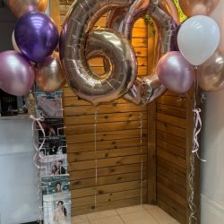 Шары с цифрами Розовое золото Хром