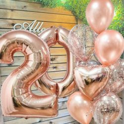 Шары с цифрами Розовое золото с цифрами
