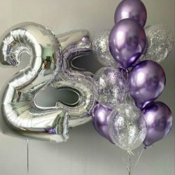 Шары с цифрами пурпурный с цифрой